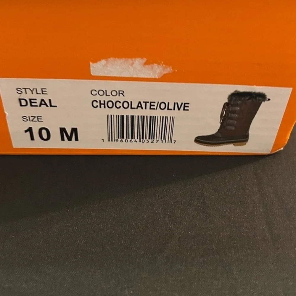 Sporto Deal Women's 10M Chocolate Olive Waterproof Tall Duck Snow Boots New